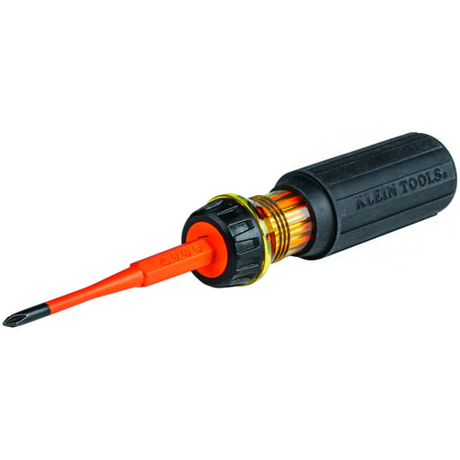 Klein Tool - Klein 32286 Flip-Blade Insulated Screwdriver, 2-in1, Ph Bit #1, Sl Bit 3/16-Inch