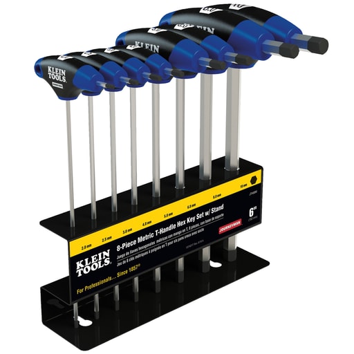 Klein Tool - Klein JTH68M 8pc 6" Metric T-Handle Hex Key Set w/Stand