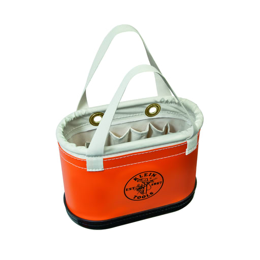 Klein Tool - Klein 5144BHHB Hard-Body Bucket, 14-Pocket Oval Bucket, Orange/White