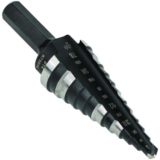 Klein Tool - Klein KTSB14 Step Drill Bit #14 Double-Fluted, 3/16" to 7/8"