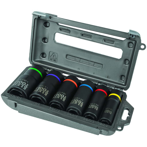 Klein Tool - Klein 66060 2-in-1 Impact Socket Set, 6-Point, 6-Piece