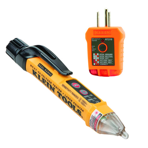 Klein Tool - Klein NCVT5KIT Dual Range NCVT and GFCI Receptacle Tester Electrical Test Kit