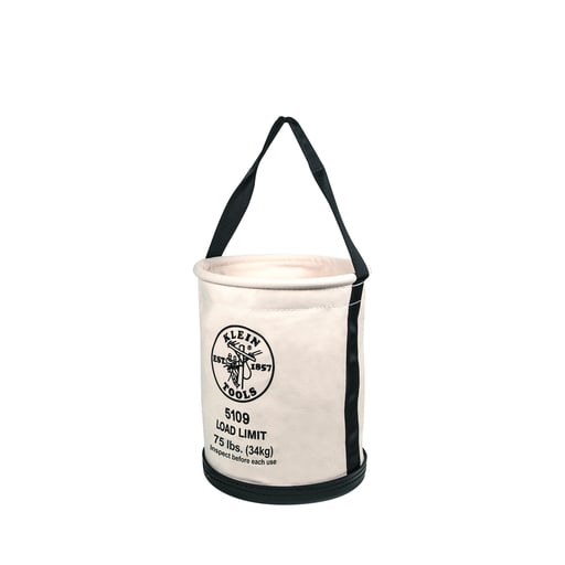 Klein Tool - Klein 5109 Canvas Bucket, Wide-Opening, Straight-Wall, Molded Bottom, 12"