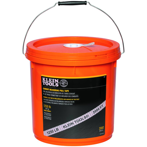 Klein Tool - Klein 50122 Conduit Measuring Pull Tape, 2000ft Bucket, 1250lb Tensile Strength