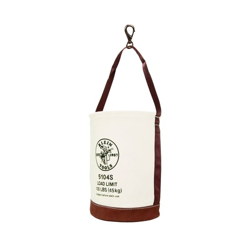 Klein Tool - Klein 5104S Canvas Bucket, Leather Bottom, Swivel Snap, 12"