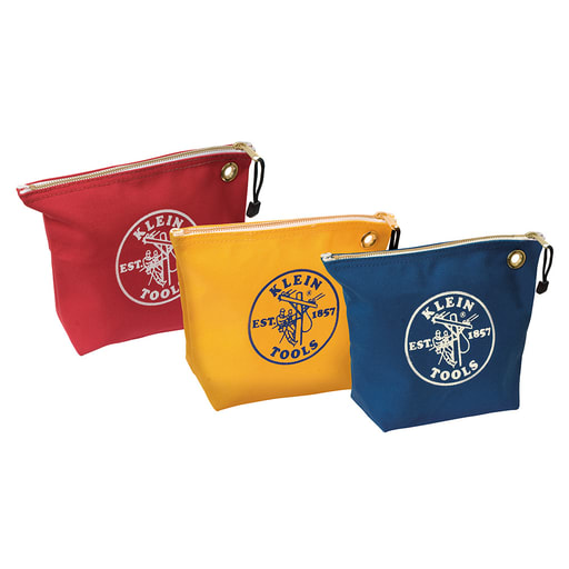 Klein Tool - Klein 5539CPAK Zipper Bags, Assorted Canvas Tool Pouches, 3-Pack