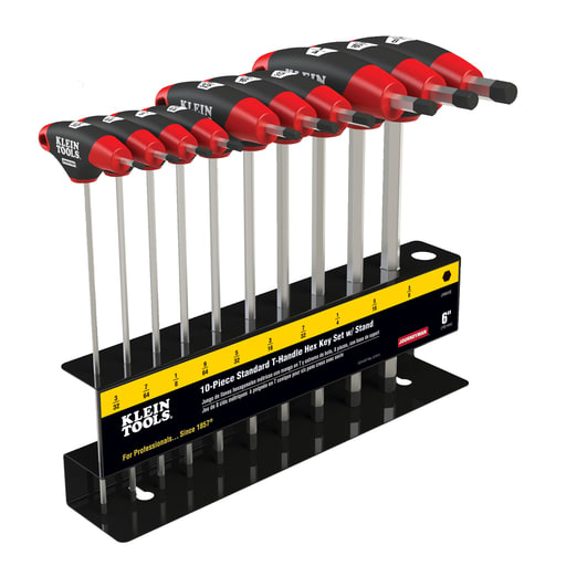 Klein Tool - Klein JTH910E Hex Key Set, SAE, T-Handle, 9" with Stand, 10-Piece