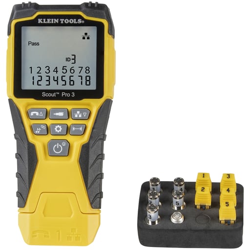 Klein Tool - Klein VDV501-851 Cable Tester Kit with Scout® Pro 3 Tester, Remotes, Adapter, Battery