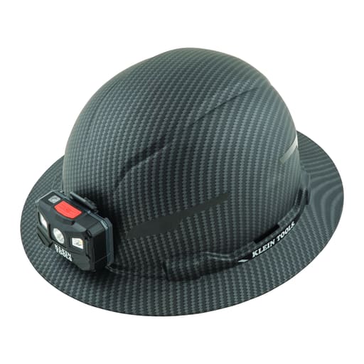 Klein Tool - Klein 60346 Hard Hat, Premium KARBN™ Pattern, Non-Vented Full Brim, Class E, Lamp