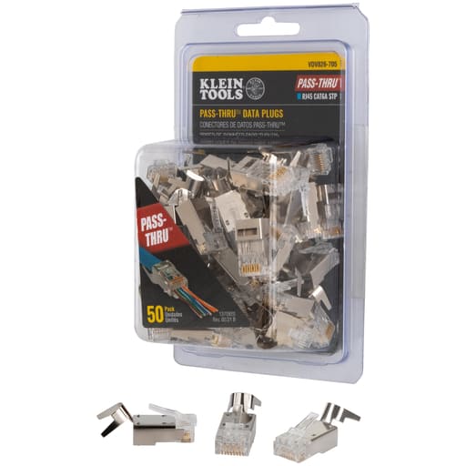 Klein Tool - KLEI VDV826-705 PASS-THRU MODULAR DATA PLUGS RJ45-CAT6A SHIELDED (STP) 50-PACK