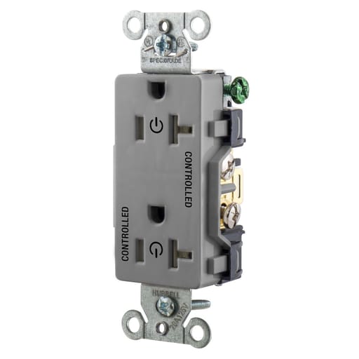 Hubbell Wiring Device - Hubbell DR20C2GRY2/2 CONTROLLED 20A 125V, B/S, DECO, GY
