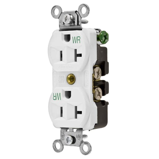 Hubbell Wiring Device - Hubbell PRO WR ReceptacleT, DUP, 20A 125V, WH