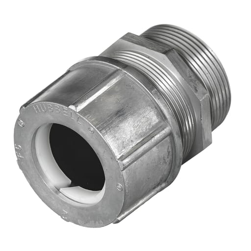 Hubbell Wiring Device - Hubbell SHC1050 1-1/4 Inch Male Threaded 0.75 to 0.88 Inch Machined Aluminum Straight Cord Connector