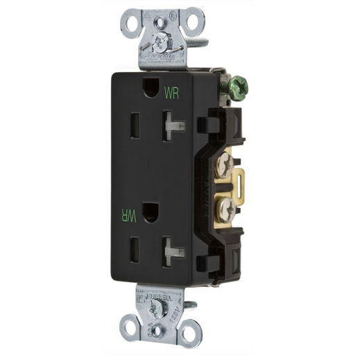 Hubbell Wiring Device - Hubbell DR20BLKWRTR WTR/TAMP RES, DECO FACE, 20A 125V, BK