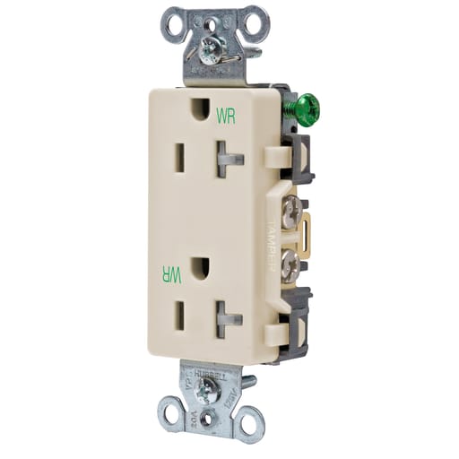 Hubbell Wiring Device - Hubbell DR20LAWRTR WTR/TAMP RES, DECO FACE, 20A 125V, 5-20R