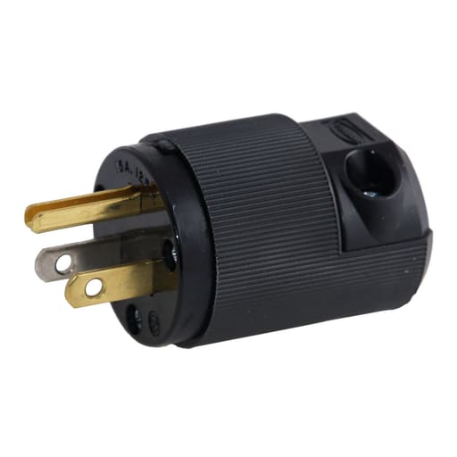 Hubbell Wiring Device - Hubbell HBL5266EBK Plug, 15A 125V, 5-15P, 12/3 SO