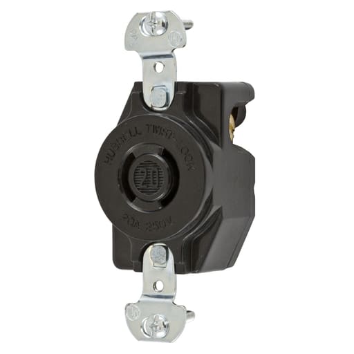 Hubbell Wiring Device - Hubbell HBL7210B 20 Amp 250 Volt 2-Pole 4-Wire NEMA L2-20R Black Locking Receptacle