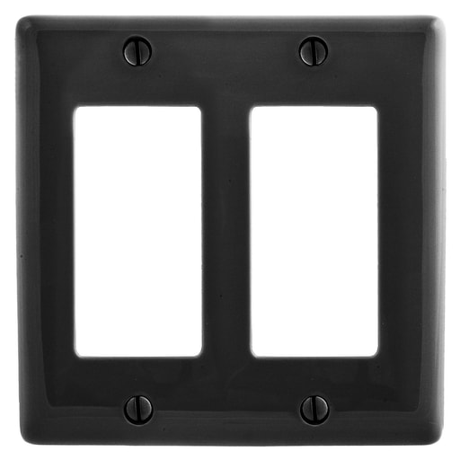 Hubbell Wiring Device - Hubbell NP262BK 2-Gang Black Nylon Standard 2-Decorator Switch Wallplate