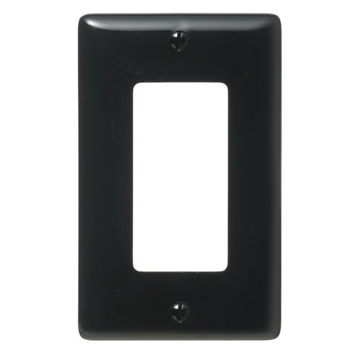 Hubbell Wiring Device - Hubbell NPJ26BK 1-Gang Black Nylon Medium 1-Decorator Switch Wallplate