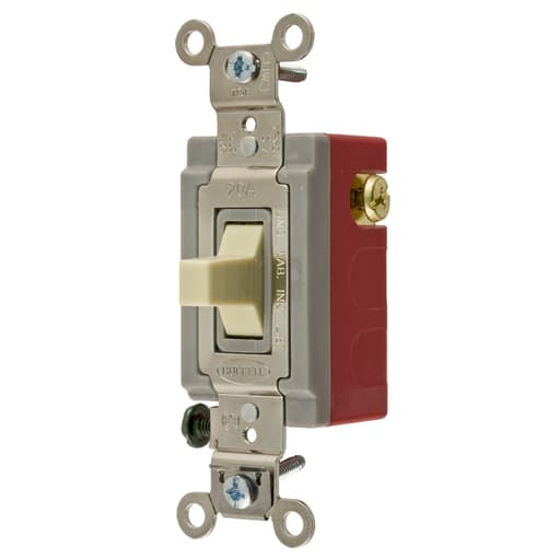 Hubbell Wiring Device - Hubbell HBL1557-I 20A 120/277V 2Cir Ivory Toggle Switch - Momentary Contact