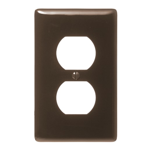 Hubbell Wiring Device - Hubbell NP8 1-Gang Duplex Receptacle Wallplate, Brown, Nylon Standard