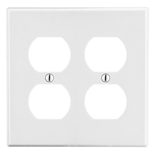 Hubbell Wiring Device - Hubbell Wiring Devices P82W 2-Gang White Nylon Standard 2-Duplex Receptacle Screw Mount Wallplate