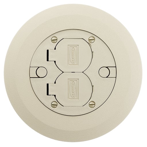 Hubbell Wiring Device - Hubbell PFBCIA 6.25 Inch Ivory Non-Metallic Round Multi-Service Cover and Flange Assembly