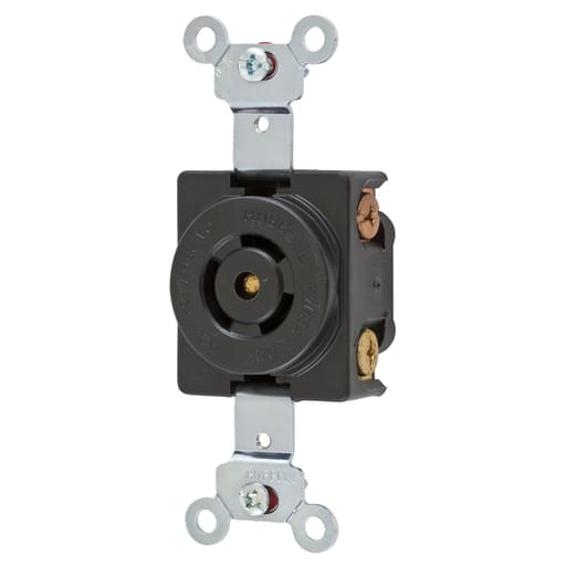 Hubbell Wiring Device - Hubbell HBL7582 10 Amp 250 VAC 3-Pole 3-Wire Non-NEMA Black Single Locking Receptacle