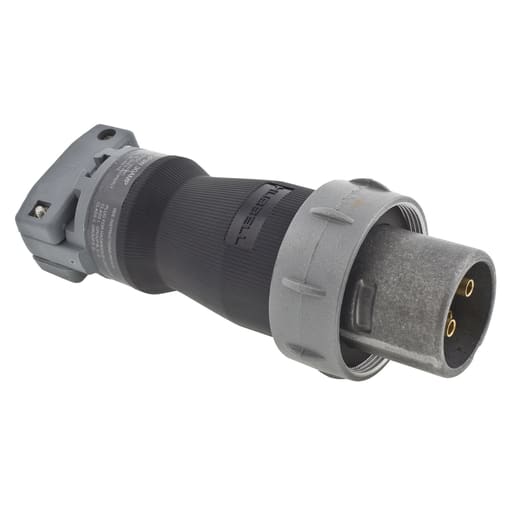 Hubbell Wiring Device - Hubbell HBL330PS2W 30 Amp 600 VAC 2-Pole 3-Wire 250 VDC Style II Watertight IEC Pin and Sleeve Plug