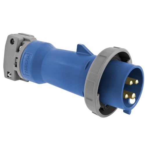 Hubbell Wiring Device - Hubbell HBL4100P9W Pin & Sleeve Male Mating Plug, 100A 3P4W, 3ø 240V, IP68, IP69K