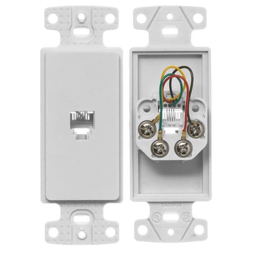 Hubbell Wiring Device - Hubbell Wiring Devices NS770W 1-Gang White Thermoplastic 1-RJ11 Molded-In Data Communication Plate