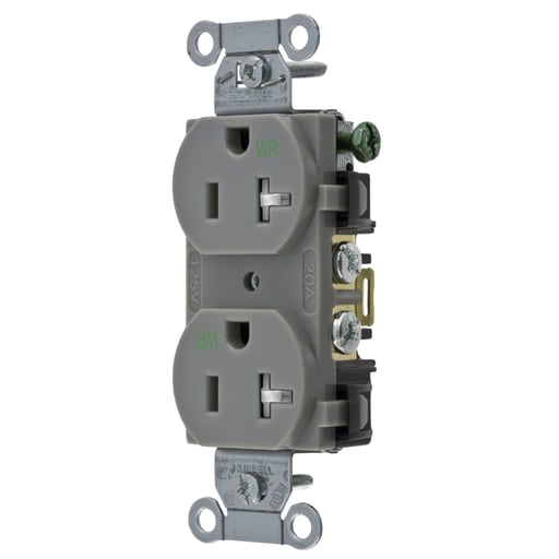 Hubbell Wiring Device - Hubbell BR20GRYWRTR WTR/TAMP, COM GRD, 20A 125V, 5-20R, GY