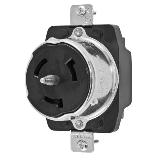 Hubbell Wiring Device - Hubbell CS8169 50 Amp 480 VAC 3-Phase 3-Pole 4-Wire Black Locking Receptacle