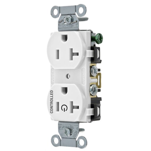 Hubbell Wiring Device - Hubbell BR20C1WHI1/2 CONTROLLED 20A 125V, B/S, DUP, WH