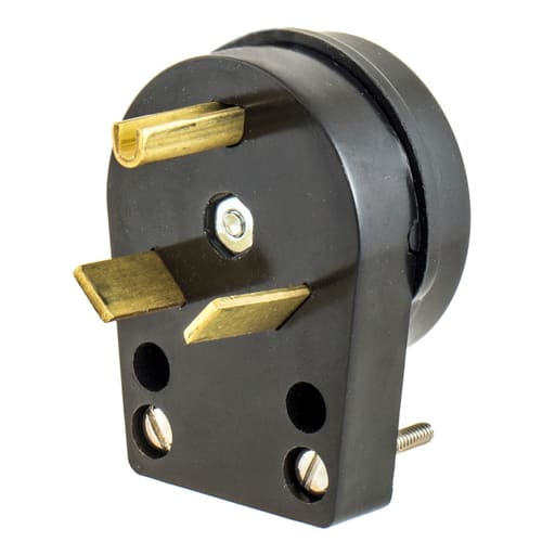 Hubbell Wiring Device - Hubbell HBLTT30P Straight Blade Device, Male Plug, Nylon, Heavy Duty, Industrial/Commercial Grade, Angled, 2-Pole 3-Wire Grounding, 30A 125V, TT-30P
