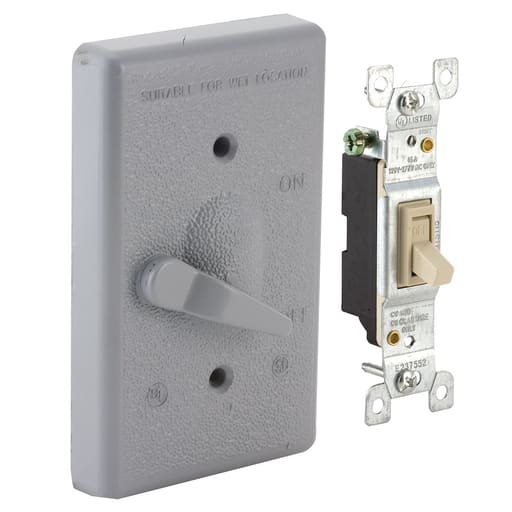 Raco Manufacturing - Raco 5121-0 Single Gang Weatherproof Switch Cover w/ SP 125V 15A Switch