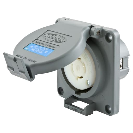 Hubbell Wiring Device - Hubbell HBL2420-SW 20A 3Ph 250V AC Twist-Lock Watertight SAFETY-SHROUD gray VALOX Single Flush Receptacle