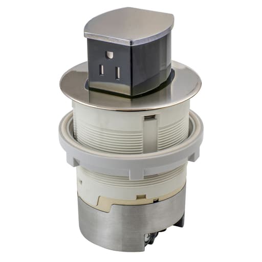 Hubbell Wiring Device - Hubbell RCT201NI15A KIT KTCN CNTR Receptacle FLUSH NICKEL
