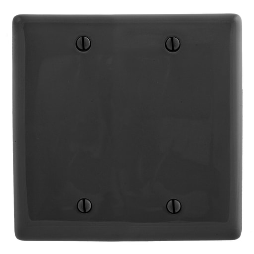Hubbell Wiring Device - Hubbell Wiring Devices NP23BK 2-Gang Black Nylon Standard 2-Blank Box Mount Wallplate