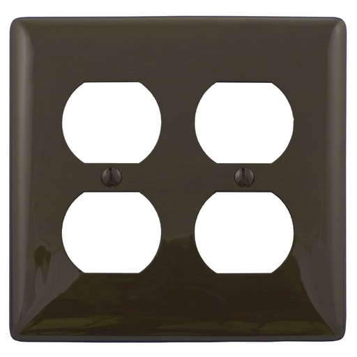 Hubbell Wiring Device - Hubbell NP82 2-Gang Brown Nylon Standard 2-Duplex Receptacle Wallplate