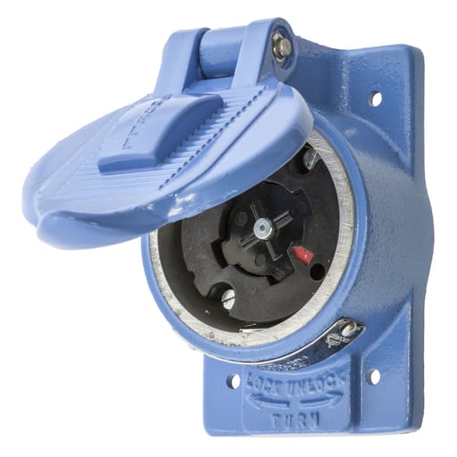 Hubbell Wiring Device - Hubbell HBL25250H/LOCK Receptacle, 4P5W, 30A 600V, FS/FD COVER