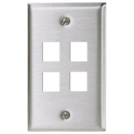 Hubbell Wiring Device - Hubbell SSF14 1-Gang Stainless Steel 4-Port Data Communication Face Plate