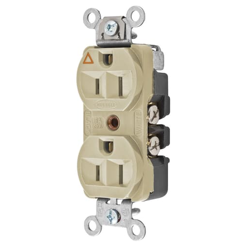 Hubbell Wiring Device - Hubbell CR5252IGI 15 Amp 125 Volt 2-Pole 3-Wire NEMA 5-15R Ivory Isolated Ground Duplex Receptacle