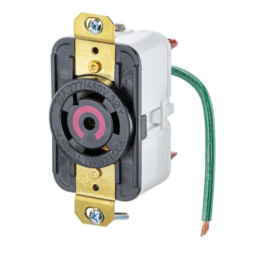 Hubbell Wiring Device - Hubbell HBL2820ST 30A, 3 Phase Y 277/480V AC, 4 Pole, Spring Termination Single Flush Receptacle