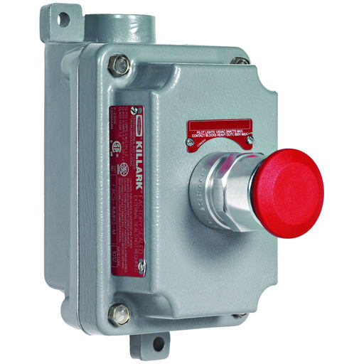 Killark - Killark FXCS-2MMR3-M FXCS Series - Seal-XM - Aluminum Dead-End Maintained Contact Push/Pull Mushroom- Red Button- 3/4" Hub- 1NO/1NC Contact Rating