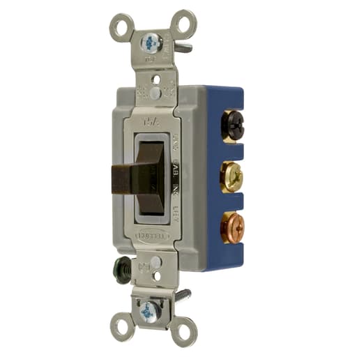 Hubbell Wiring Device - Hubbell HBL1382 15 Amp 120/277 VAC DPDT Brown Toggle Switch