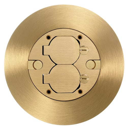 Hubbell Wiring Device - Hubbell SF39253A 6.25 Inch Brass Round Multi-Service Cover and Flange Assembly