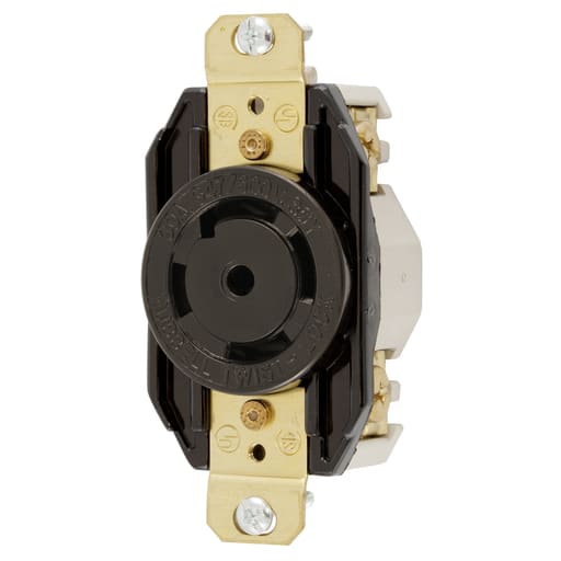 Hubbell Wiring Device - Hubbell HBL2830 30 Amp 347/600 VAC 4-Pole 5-Wire NEMA L23-30R Black Single Flush Locking Receptacle
