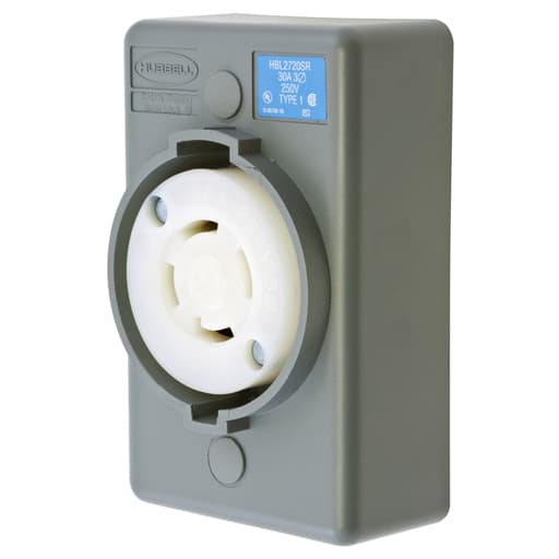 Hubbell Wiring Device - Hubbell HBL2720SR Locking S/SHRD Receptacle, L15-30R, SURF MT, GY