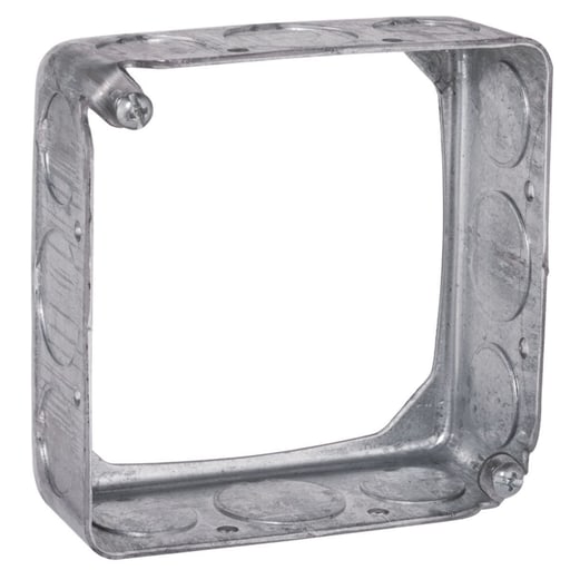 Raco Manufacturing - Raco 204 4" Square Through-the-Wall Extension Ring, Drawn, 1-1/2" Deep with Eight 1/2" and Four 3/4" KO's